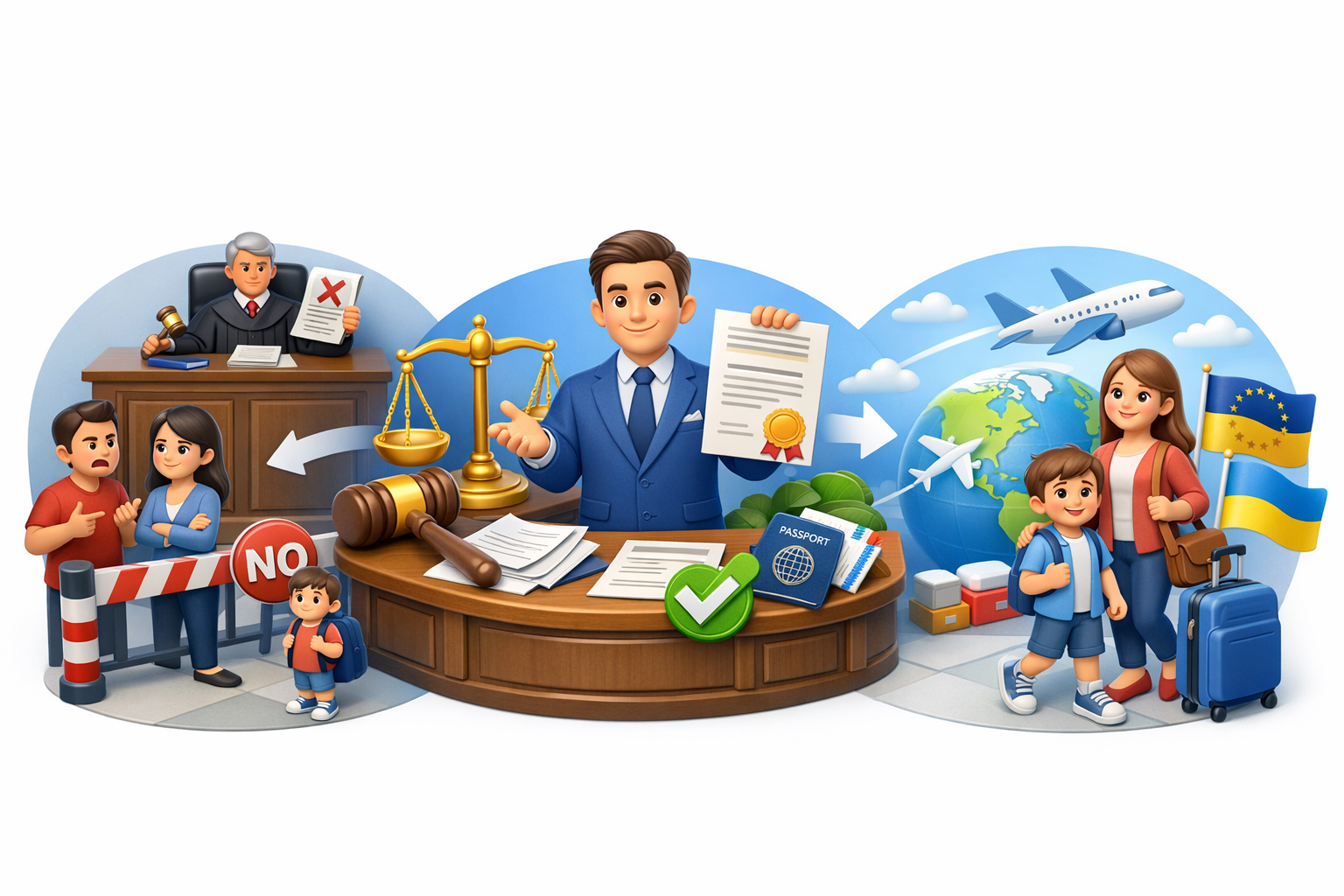 Адвокат по отриманню дозволу суду на виїзд дитини за кордон через суд в Україні