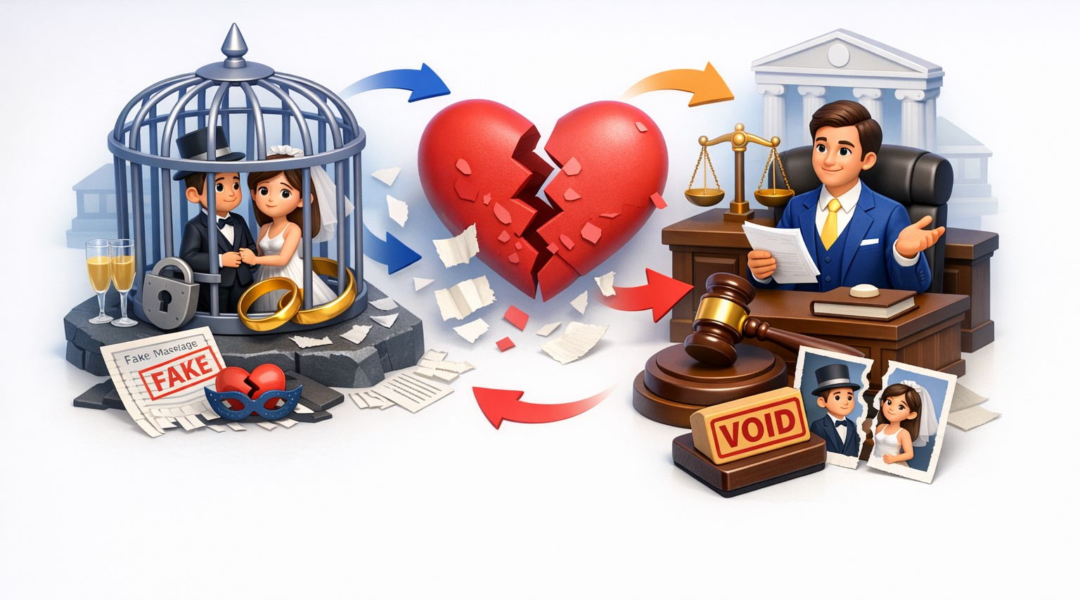 Адвокат по визнанню шлюбу недійсним через суд в Україні 3D інфографіка процесу