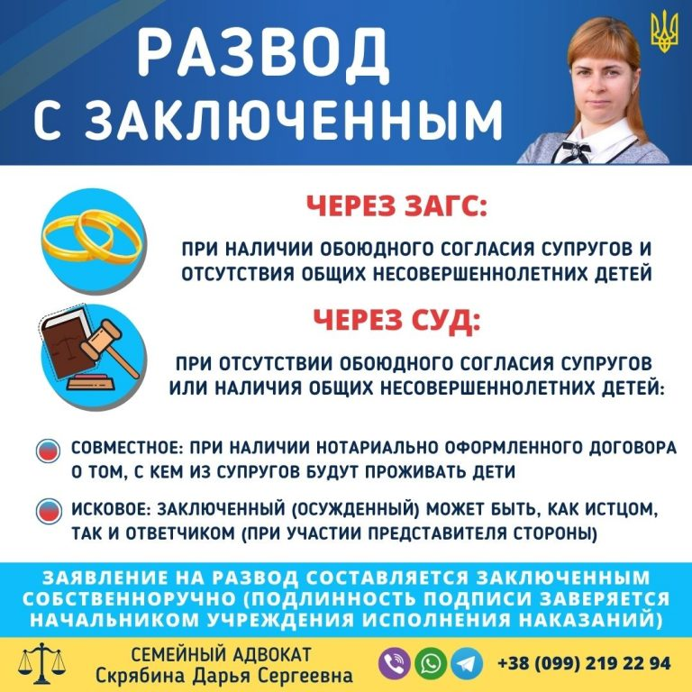 развод с заключенным в Украине через суд или загс порядок оформления и помощь адвоката