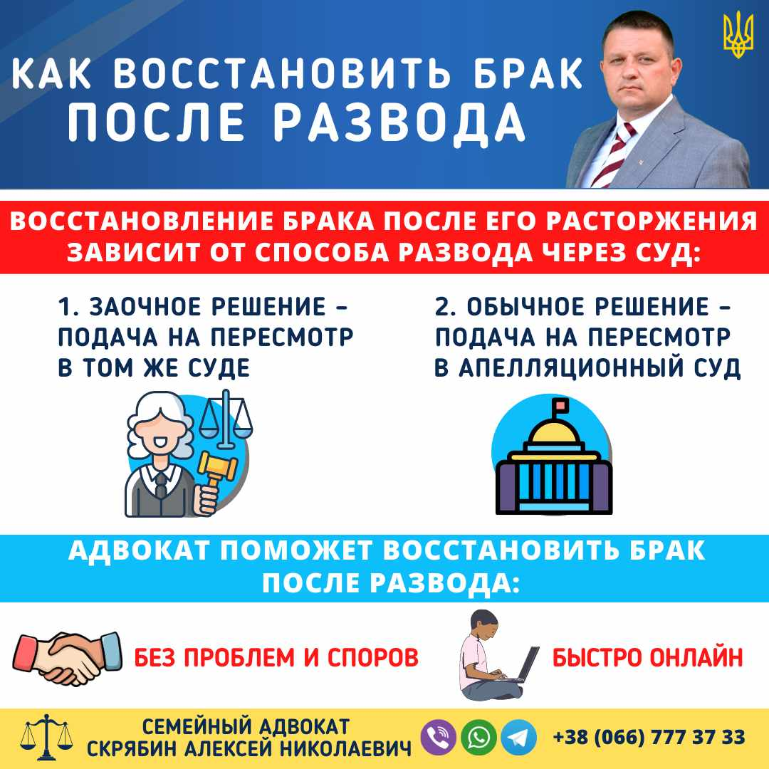 как восстановить брак после развода и отменить расторжение брака в Украине