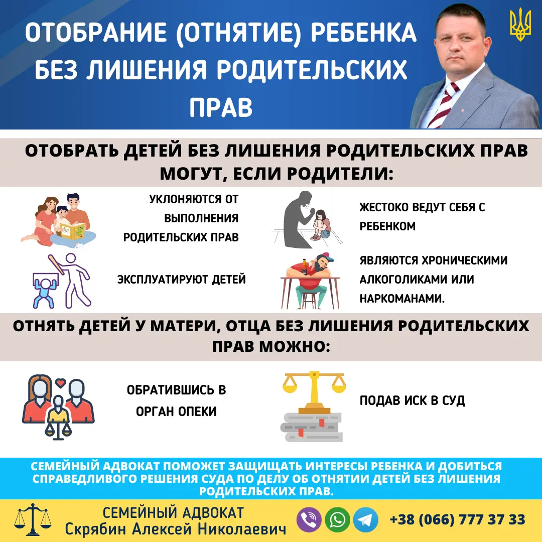 отобрание ребенка без лишения родительских прав через суд и орган опеки в Украине