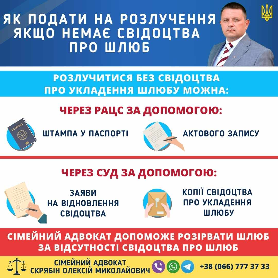 розлучення без свідоцтва про шлюб через суд або рацс в Україні