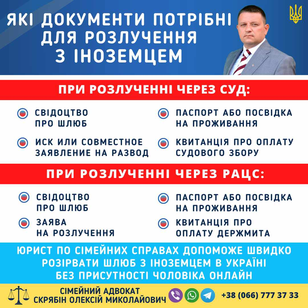 які документи потрібні для розлучення з іноземцем через суд та рацс в україні