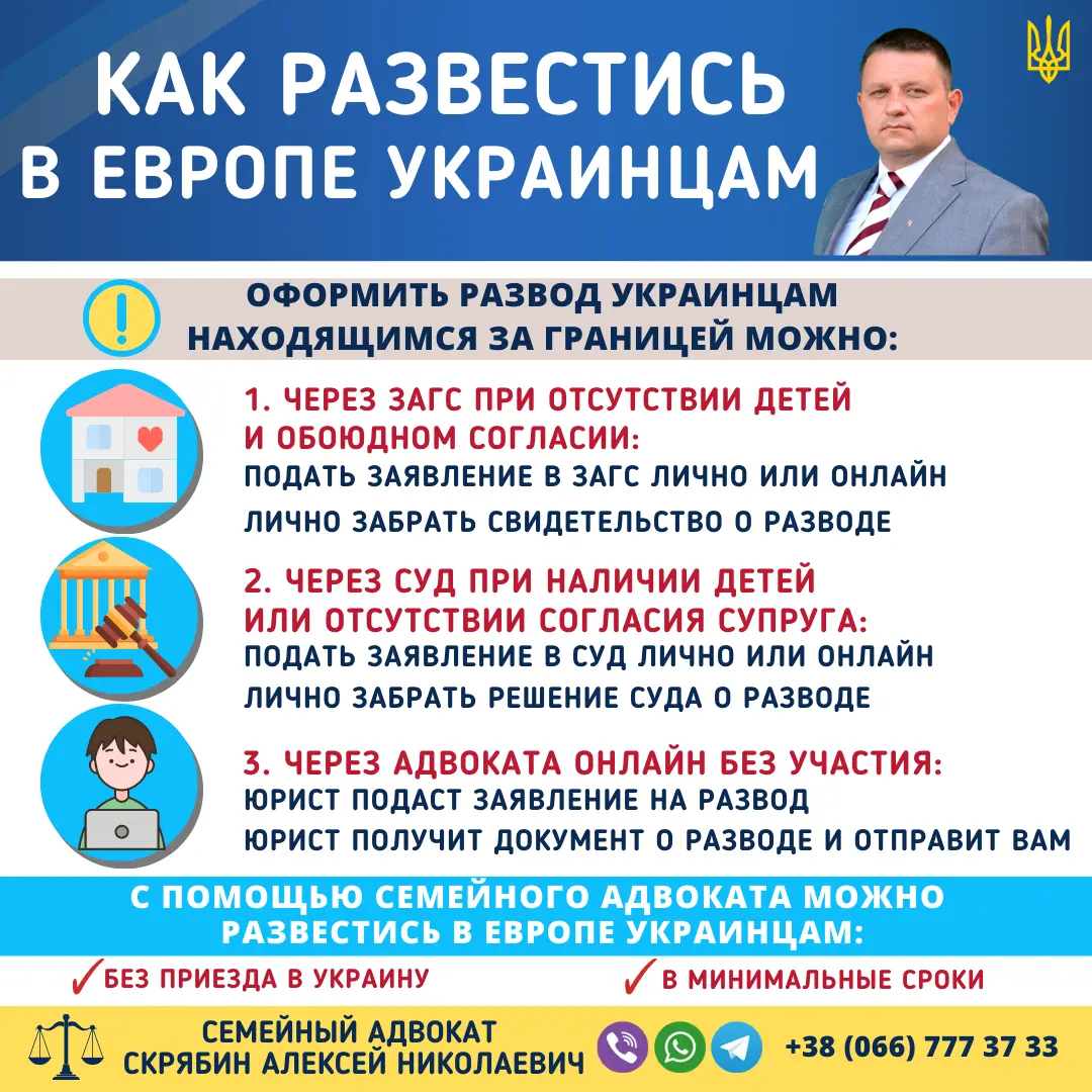 как развестись в Европе украинцам онлайн через адвоката без приезда в Украину