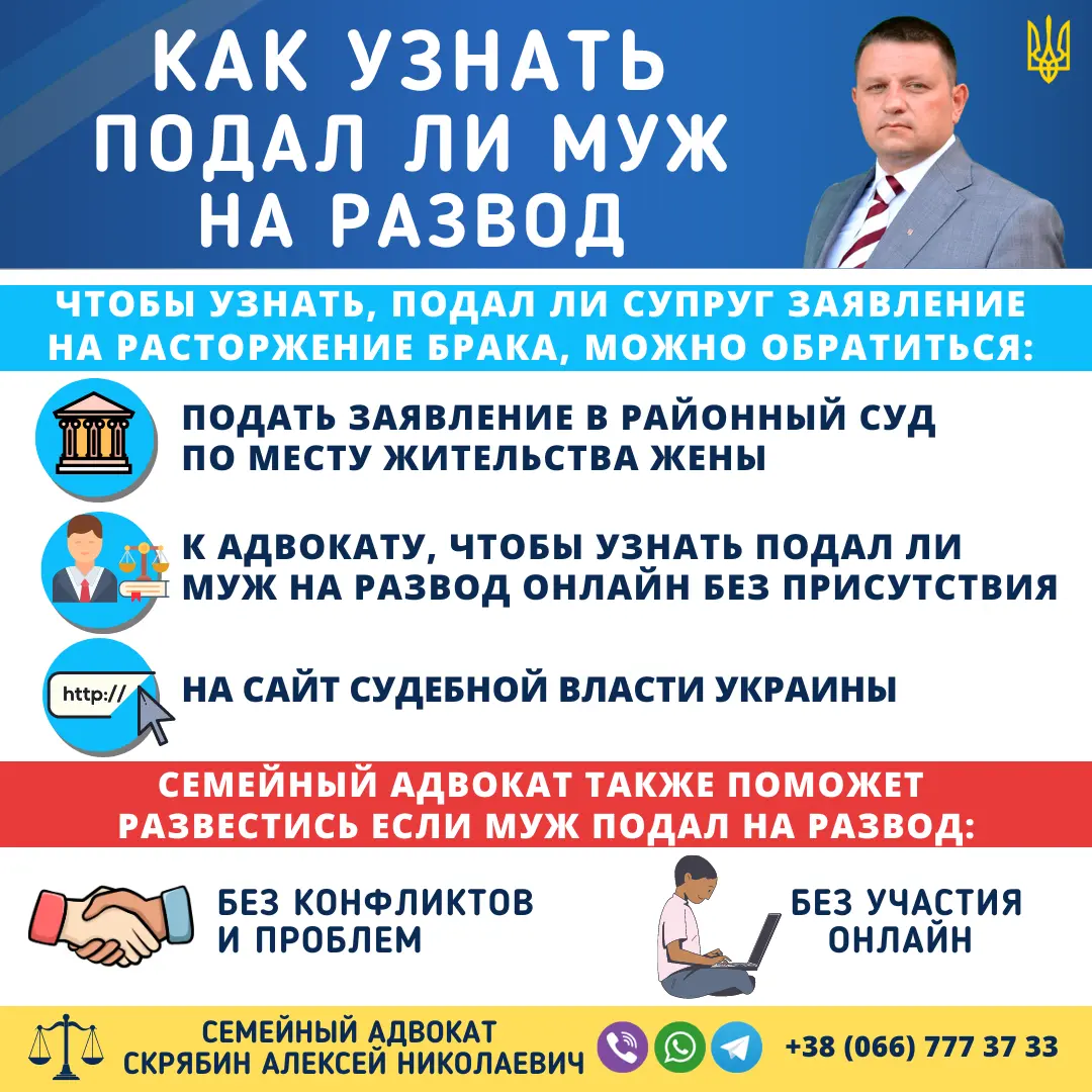 как узнать подал ли муж на развод в Украине через суд или онлайн